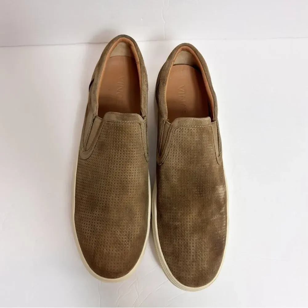 VINCE ACE SUEDE SLIP-ON MEN SHOES SNEAKERS TAN SIZE US 12 EUR 46 NO BOX